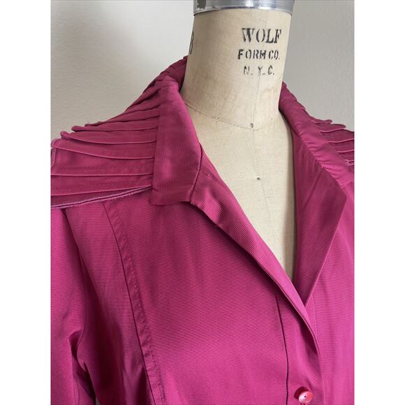 javier simorra barcelona, below the knee pink jacket, pleated, button up,size8 - Picture 3 of 11